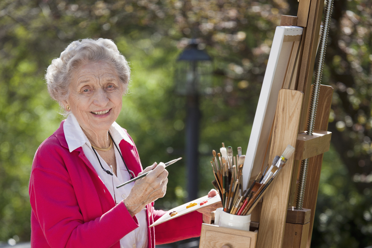 Assisted Living Apartments Resident Painting Outside